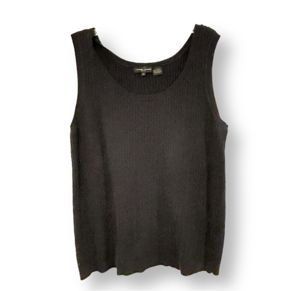 Jeanne Pierre mini cable sleeveless sweater tank vest shell 1X black